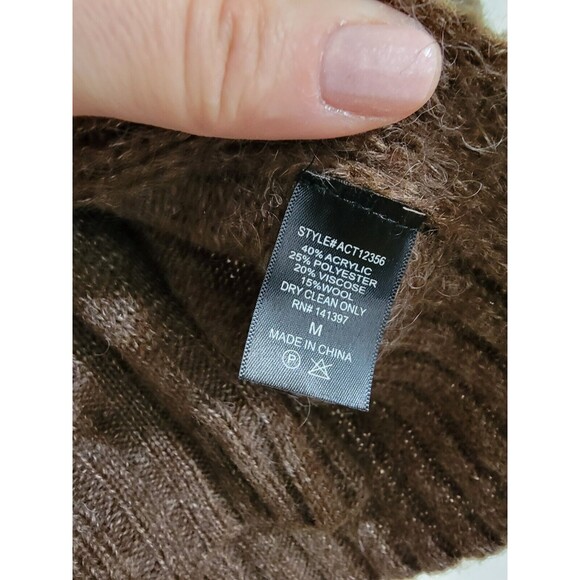 ASTR The Label Cowlneck Cape Side Split Hem Wool Blend Sweater‎ Brown Sz M NWOT - Picture 6 of 15